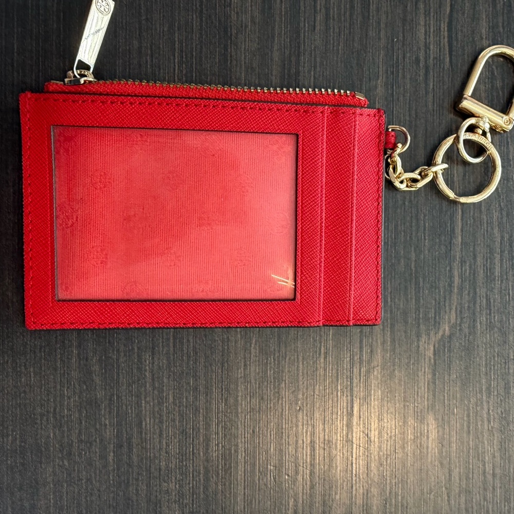 Tory Burch Red Leather Key & Card Holder with Gold Hardware - Picture 4 of 4
